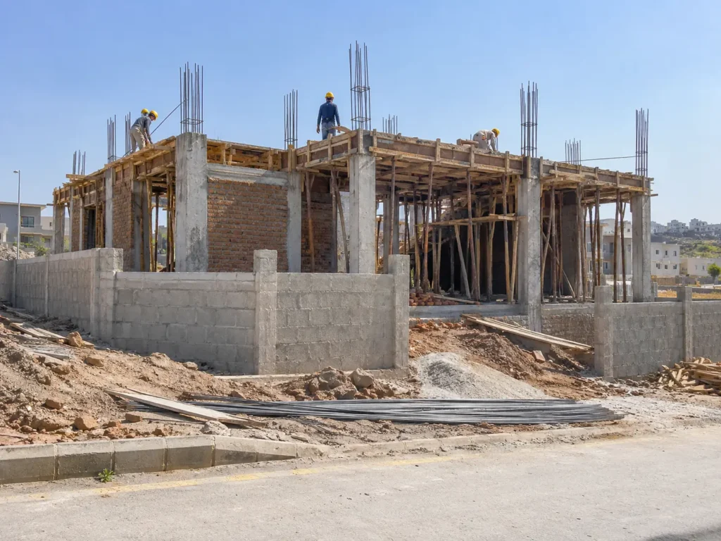 House under construction following RDA covered area rules in Rawalpindi