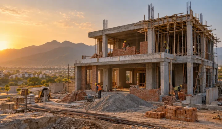 Construction company in Islamabad building a modern house with CUBE Design & Construction
