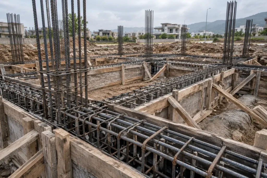 Foundation work for house construction in Islamabad